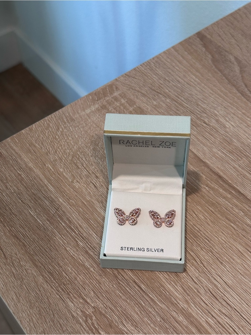 Rachel Zoe Pink Butterfly Sterling Stud Earrings